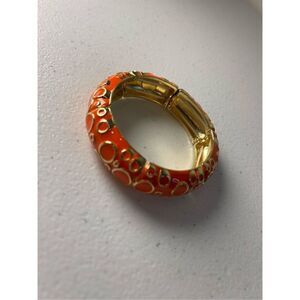 Marlyn Schiff orange gold bangle vintage stretch bracelet